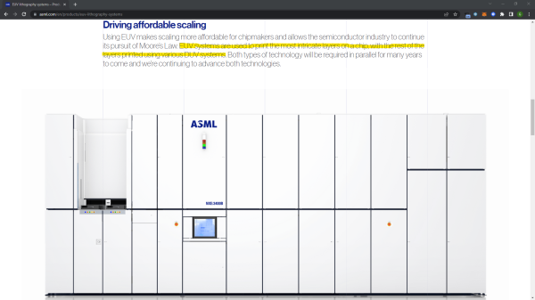 ASML Q2 2022 EUV et DUV machines