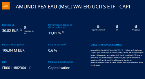 informations etf amundi pea eau msci water