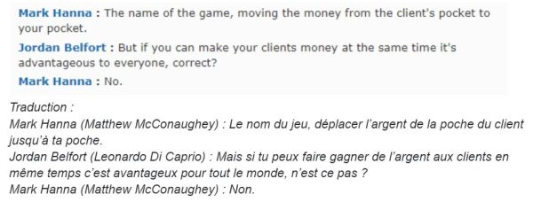 loup de wall street scene di caprio et mcconaughey traduction dialogue